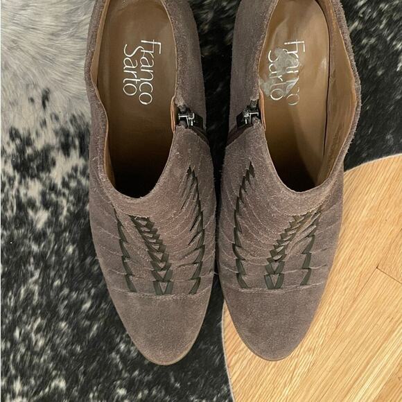 Suede Leather Braided Ankle Boots | Womens 9.5M, Brown - Picture 9 of 9